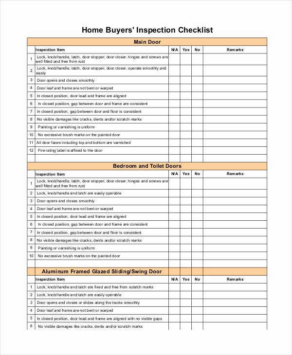 Home Inspection Checklist Template Unique Home Inspection Checklist Template 13 Free Pdf