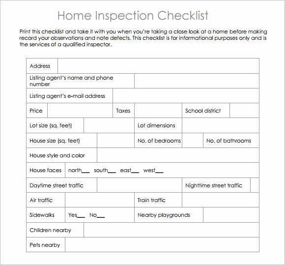 Home Inspection Checklist Templates Awesome 17 Home Inspection Checklists – Word Pdf