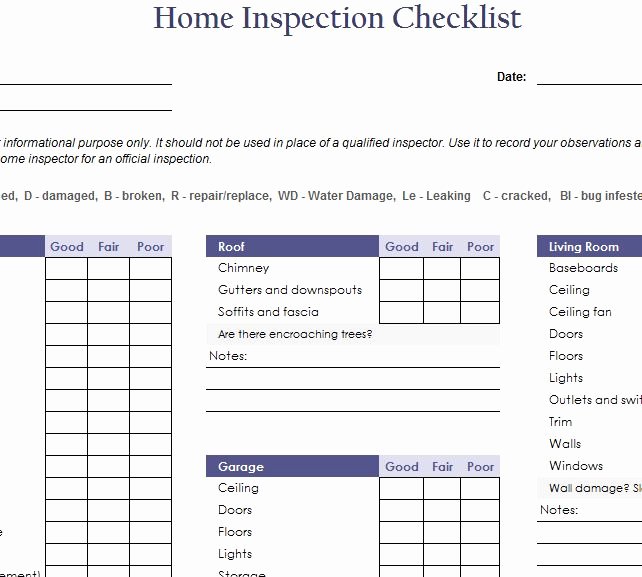 Home Inspection Checklist Templates Beautiful Home Inspection Checklist