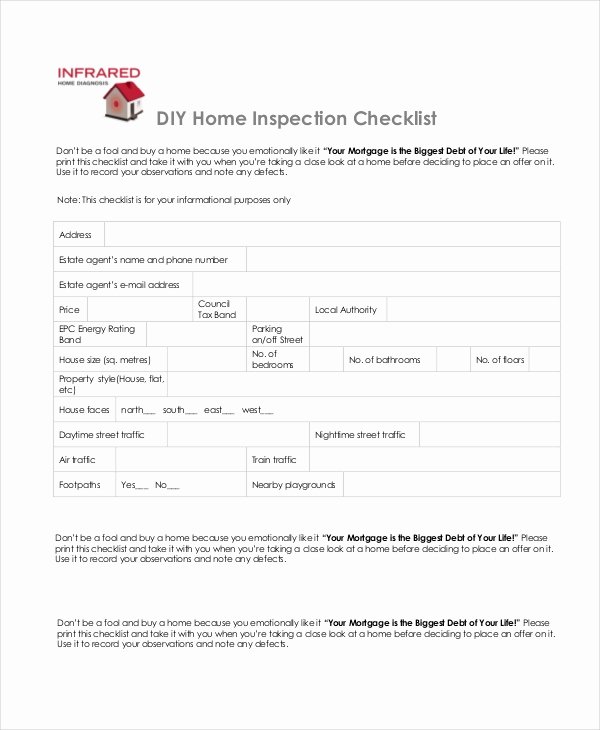 Home Inspection Checklist Templates Lovely Home Inspection Checklist 17 Word Pdf Documents