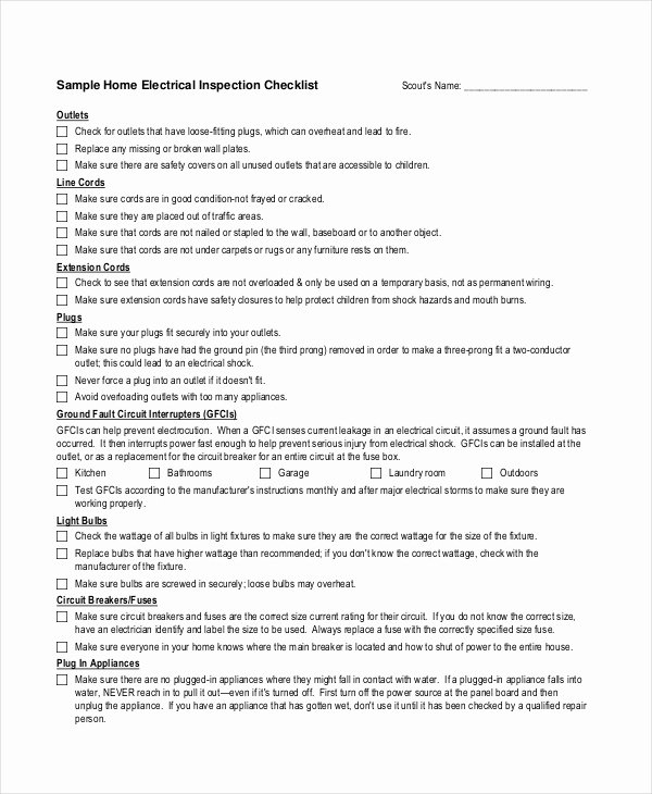 Home Inspection Checklist Templates Lovely Home Inspection Checklist 17 Word Pdf Documents