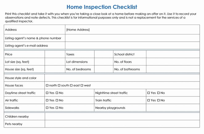 Home Inspection Checklist Templates New 28 Of Home Inspection Spreadsheet Template