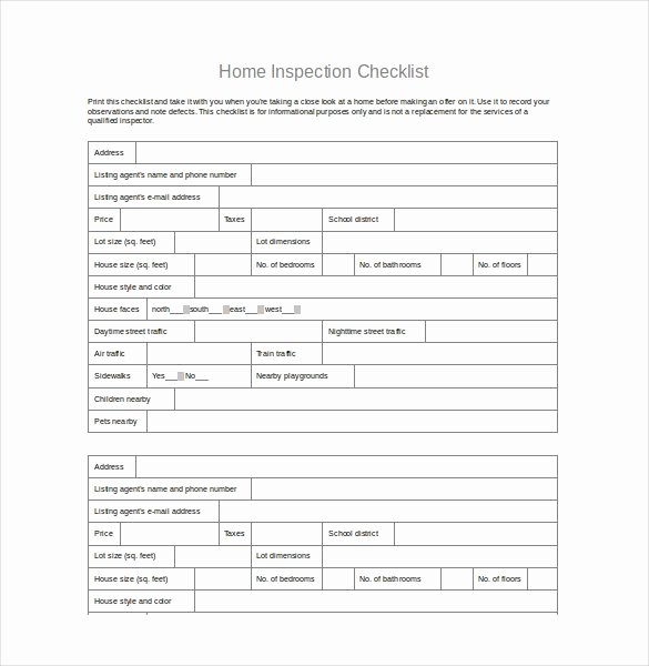 Home Inspection Checklist Templates New 30 Word Checklist Template Examples In Word