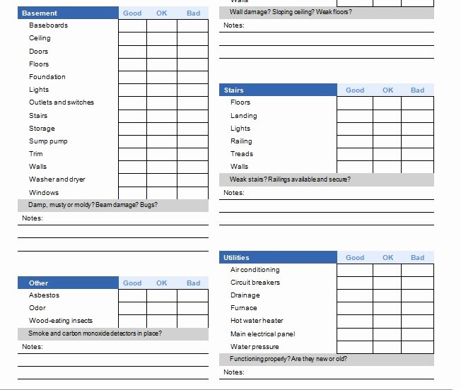 Home Inspection Checklist Templates Unique Home Inspection Checklist Template Excel and Word Excel Tmp