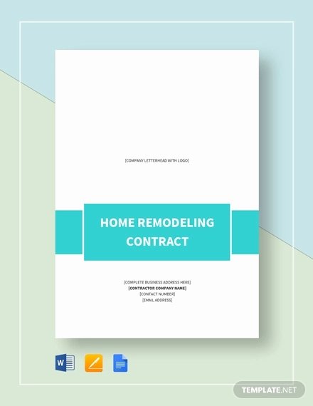 Home Remodeling Contract Template Unique 10 Home Remodeling Contract Templates Word Docs Pages
