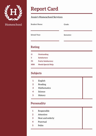 Homeschool Report Card Template Awesome Customize 34 Homeschool Report Card Templates Online Canva