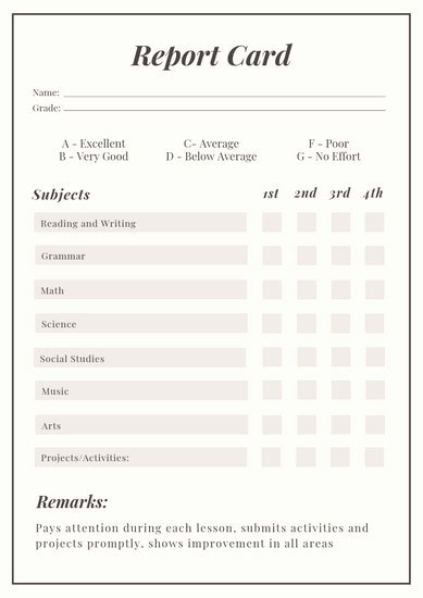 Homeschool Report Card Template Free Awesome Gray Simple Homeschool Report Card Templates by Canva