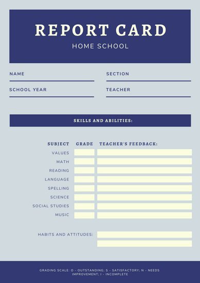 Homeschool Report Card Template Free Luxury Customize 34 Homeschool Report Card Templates Online Canva
