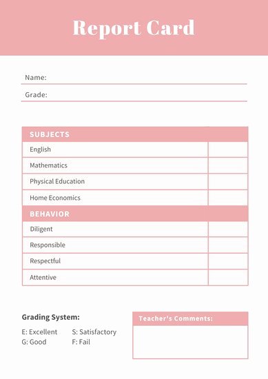 Homeschool Report Card Template Free Unique Customize 34 Homeschool Report Card Templates Online Canva