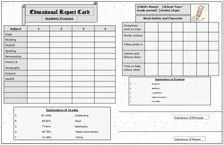 Homeschool Report Card Template Lovely Report Card Template Free 2016