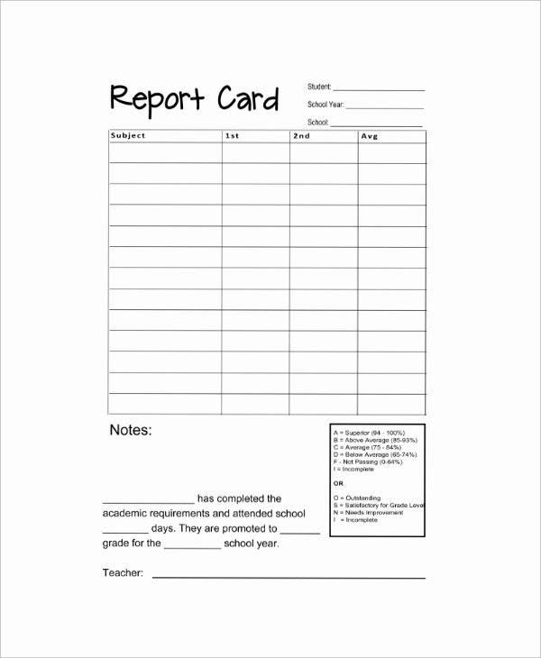 Homeschool Report Card Template Luxury Free 14 Sample Report Cards In Pdf Word Excel