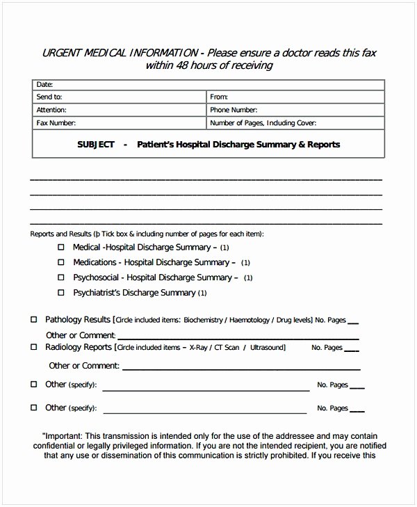 Hospital Discharge forms Templates Lovely Discharge Summary Template