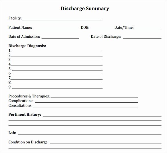 Hospital Discharge Papers Template Awesome Discharge Summary Template