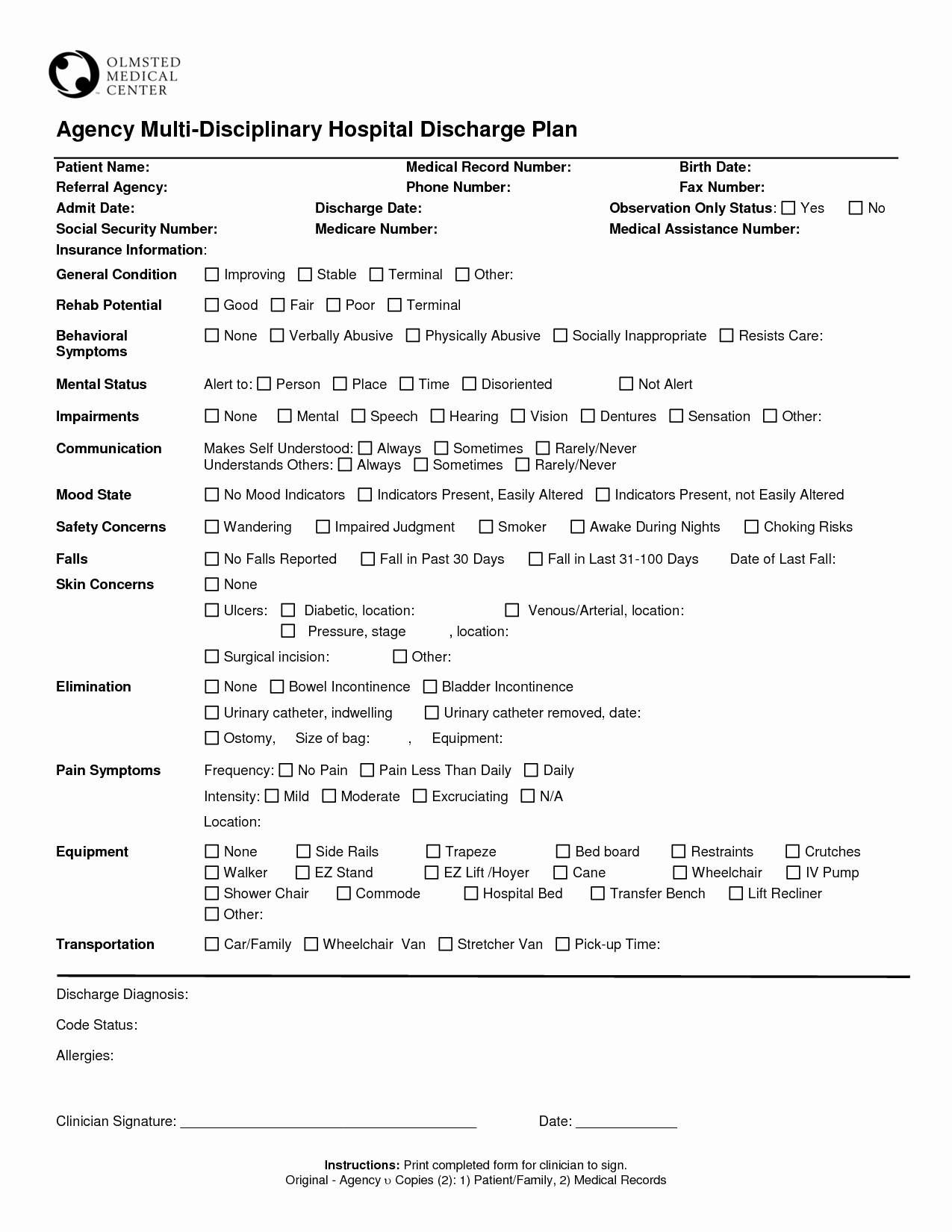 Hospital Discharge Papers Template Luxury Best S Of Hospital Discharge Papers Printable Pdf
