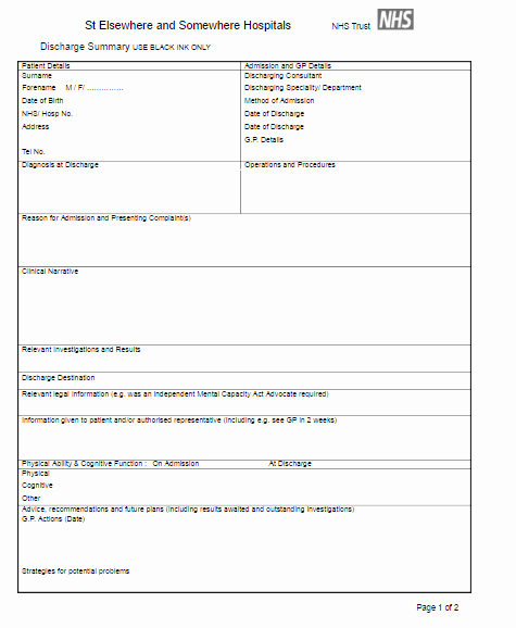 Hospital Discharge Summary Template Best Of Discharge Summary Template
