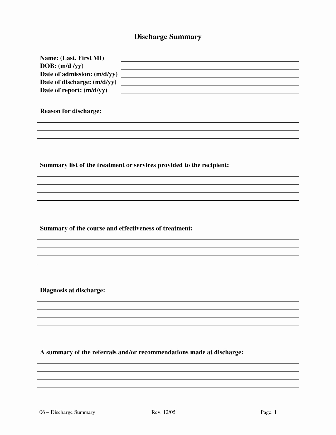 Hospital Discharge Summary Template Unique Discharge Summary Template