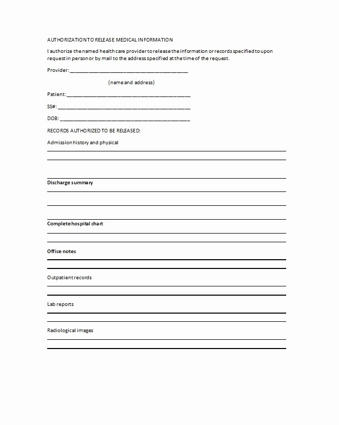 Hospital Release form Template Awesome 30 Medical Release form Templates Template Lab