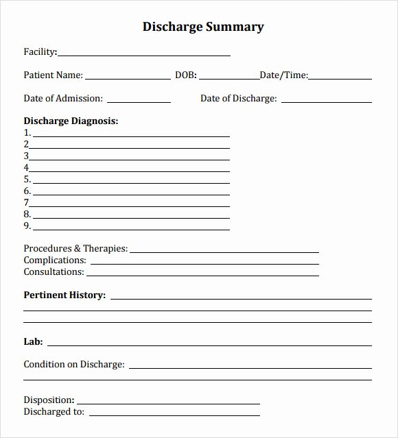 Hospital Release form Template Inspirational 8 Sample Discharge Summary Templates Pdf Word