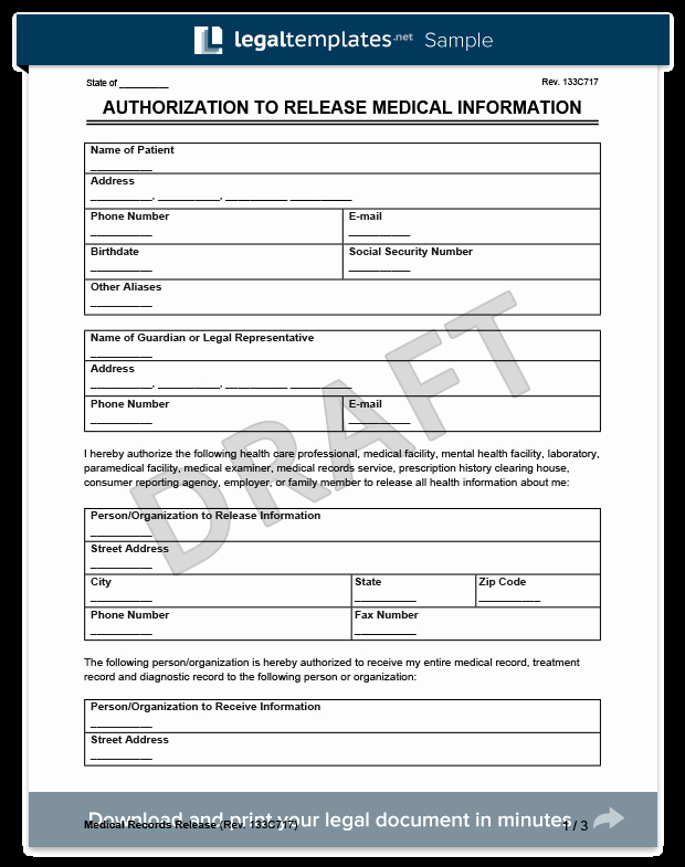 Hospital Release form Template Inspirational Medical Records Release form