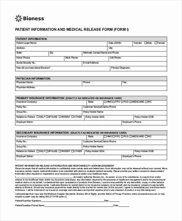 Hospital Release form Template Lovely Free 36 Generic Release form Samples In Pdf
