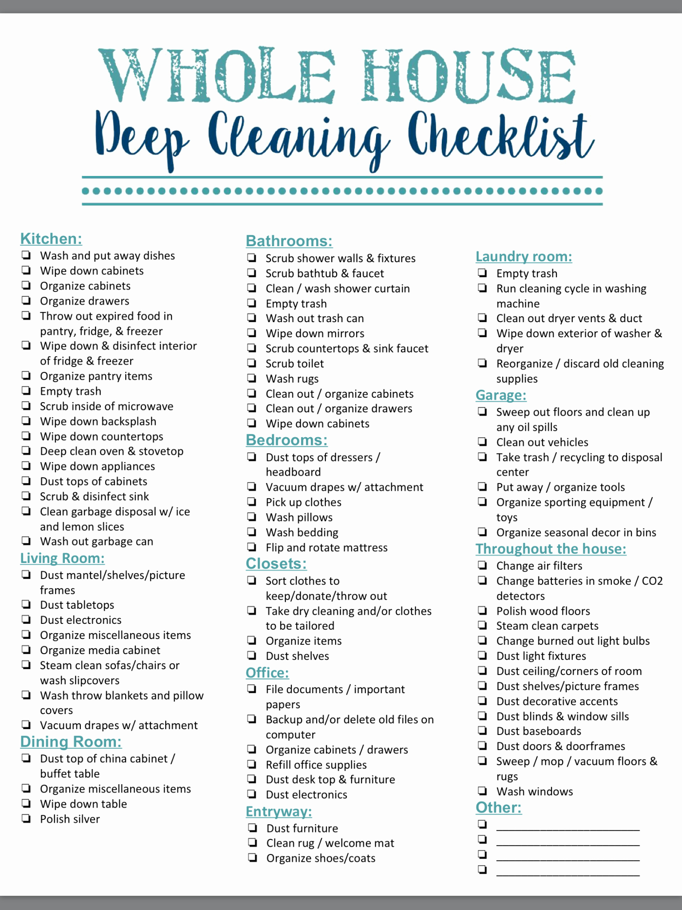 House Cleaning Checklist Template Luxury 40 Helpful House Cleaning Checklists for You