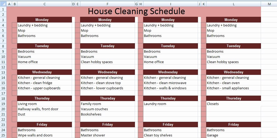 House Cleaning Schedule Template Elegant Get House Cleaning Schedule Template Xls Free Excel