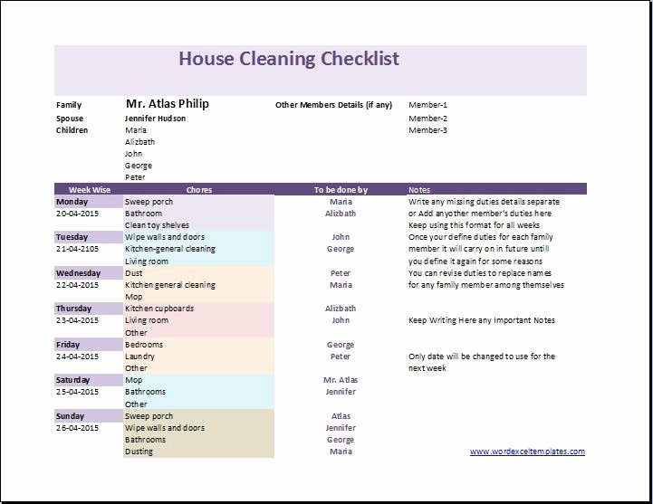 House Cleaning Schedule Template Fresh My House Cleaning Checklist Template