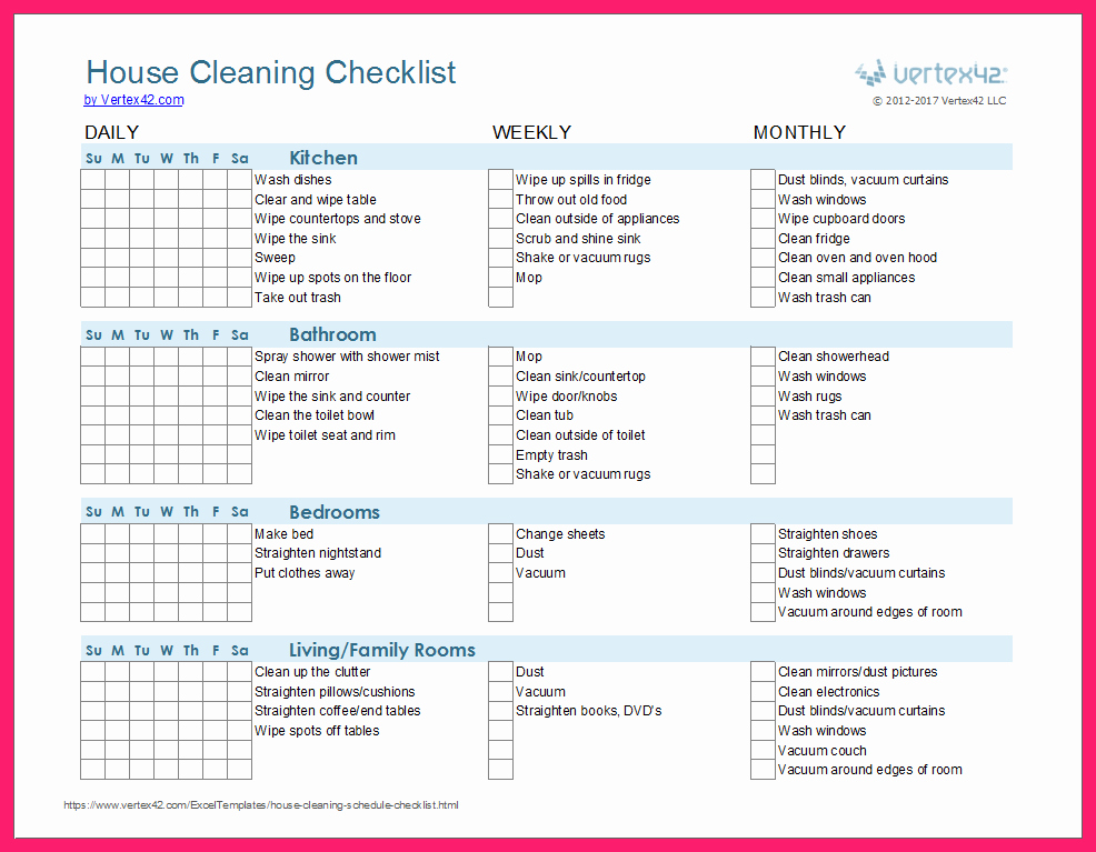 House Cleaning Schedule Template New Cleaning Schedule Template