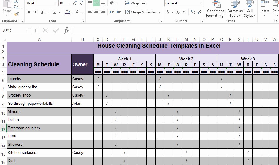 House Cleaning Schedule Template New House Cleaning Schedule Templates In Excel