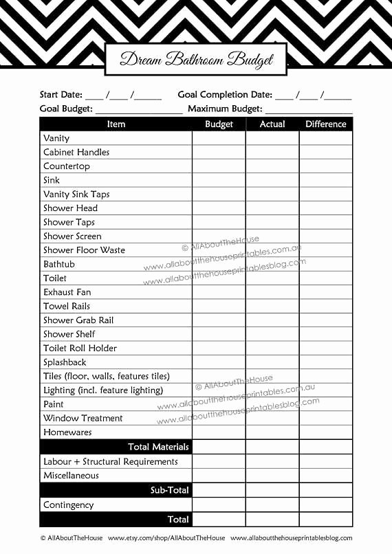House Renovation Checklist Template Fresh Bathroom Remodel Checklist Planner Printable Renovation