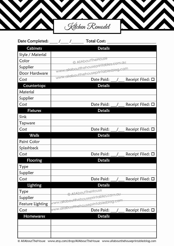 House Renovation Checklist Template Lovely Kitchen Remodel Checklist Planner Printable Renovation