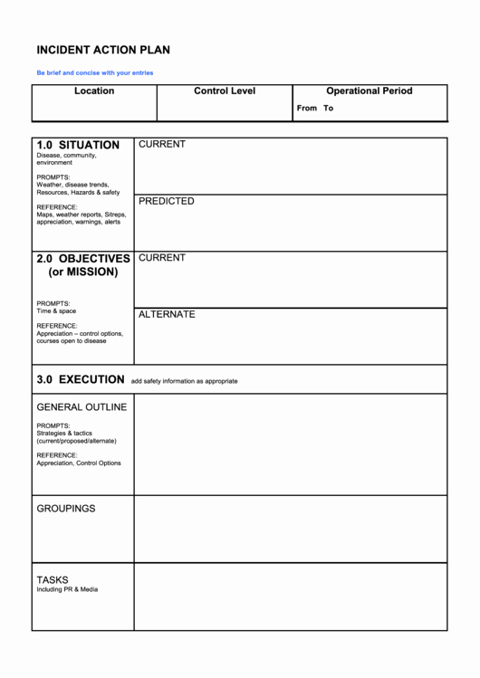 Incident Action Plan Template Best Of Fillable Incident Action Plan Printable Pdf