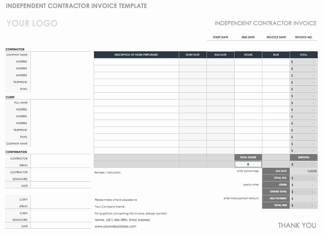 Independent Contractor Invoice Template Pdf Luxury 55 Free Invoice Templates
