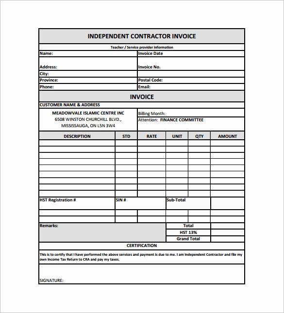 Independent Contractor Invoice Template Pdf New 18 Contractor Receipt Templates Doc Excel Pdf