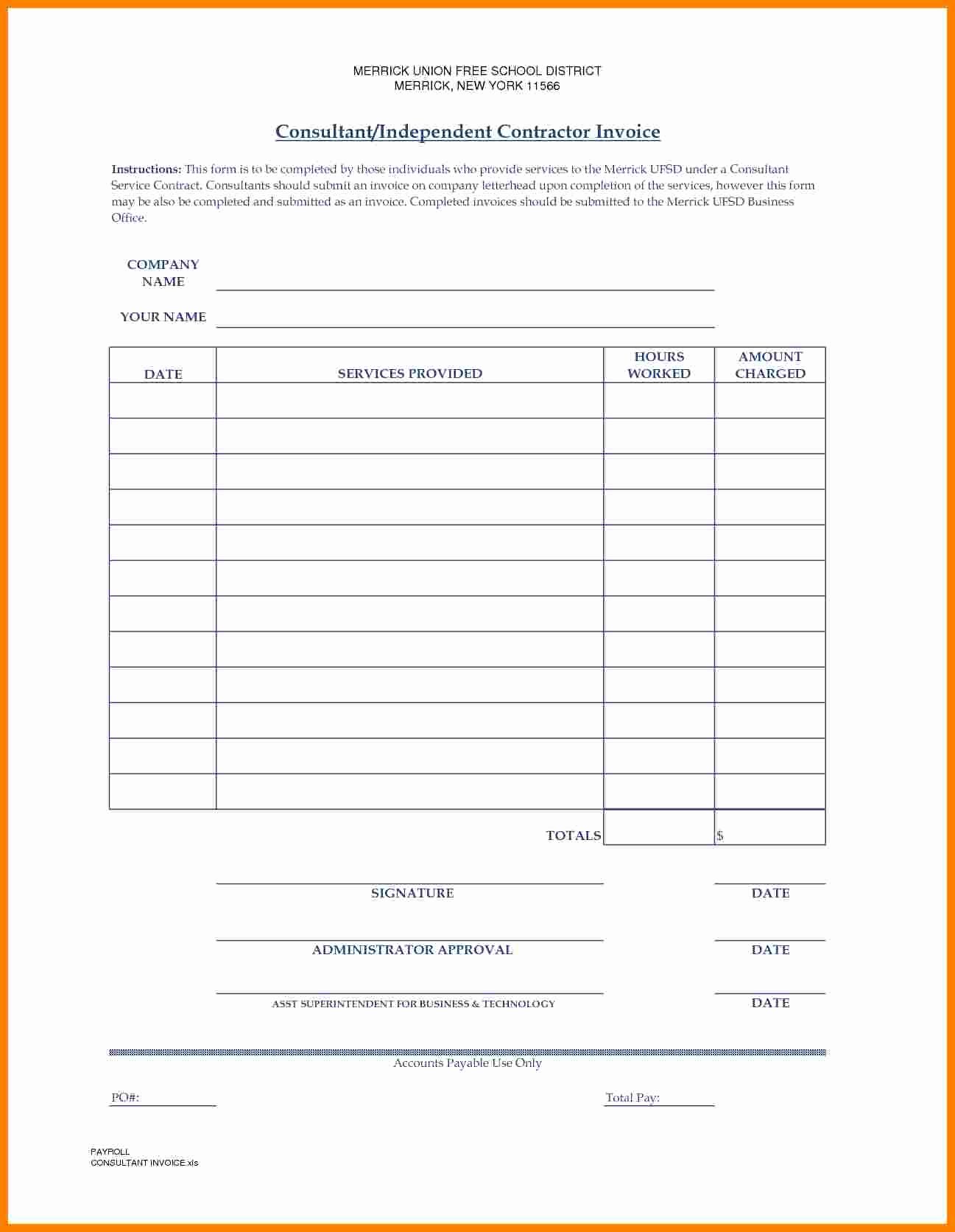 Independent Contractor Invoice Template Pdf Unique 7 Independent Contractor Invoice
