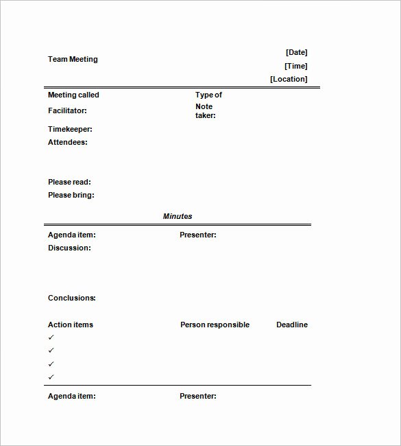 Informal Meeting Minutes Template Awesome 27 Sample Minutes Of Meeting Templates Doc Pdf