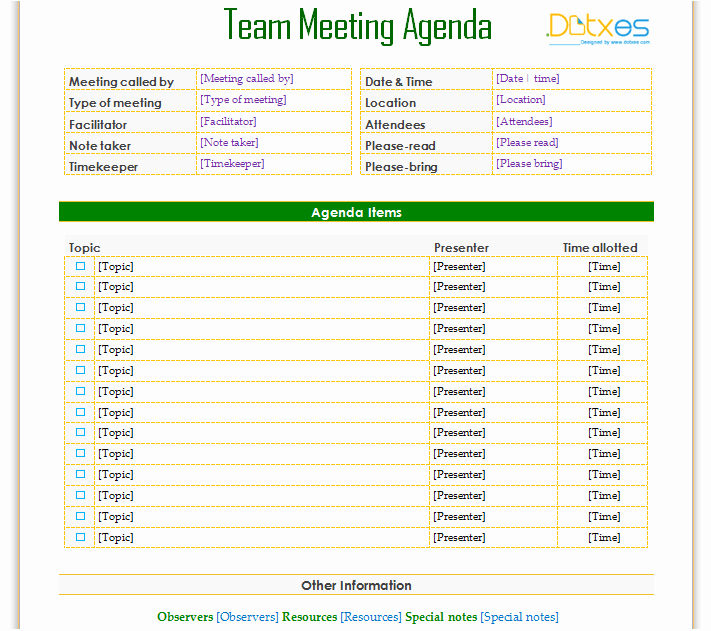 Informal Meeting Minutes Template Fresh Informal Team Meeting Agenda to Improve Your Team Meeting