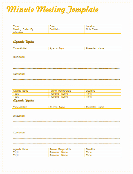 Informal Meeting Minutes Template Lovely Meeting Minutes Template Best for formal Informal Meetings