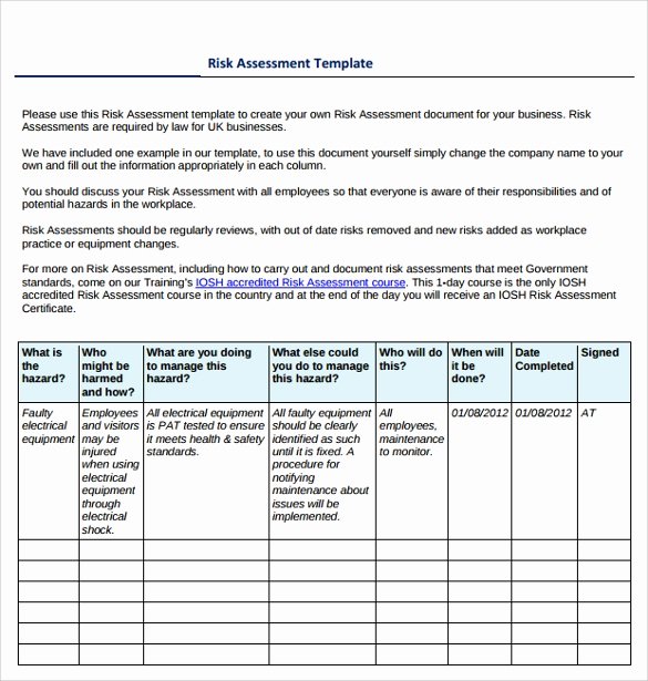 Information Security Risk assessment Template Elegant Free 11 Sample It Risk assessment Templates In Pdf