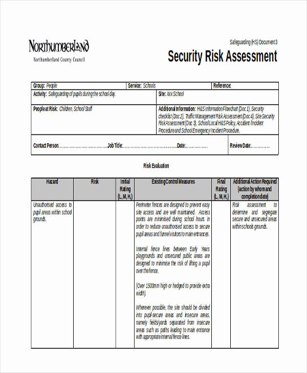 Information Security Risk assessment Template Luxury 35 Risk assessment form Samples