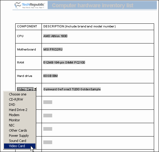 Information Technology Inventory Template Unique Download Our Puter Hardware Inventory List Techrepublic