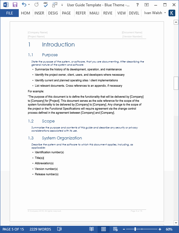 Instruction Manual Template Word New User Guide Templates 5 X Ms Word – Templates forms