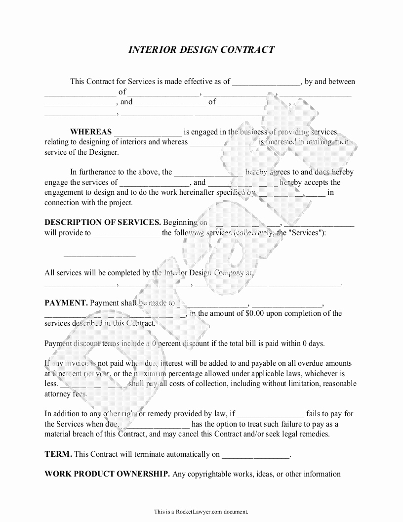 Interior Design Contract Templates Awesome Sample Interior Design Contract form Template