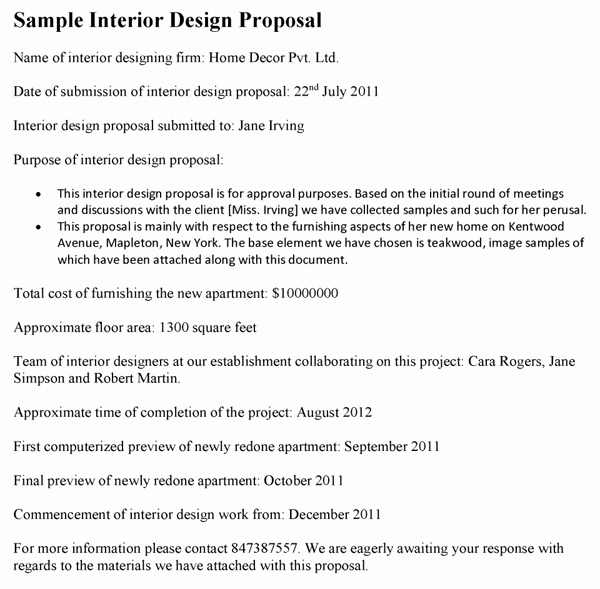 Interior Design Proposal Templates Unique Interior Design Proposal Template Sample