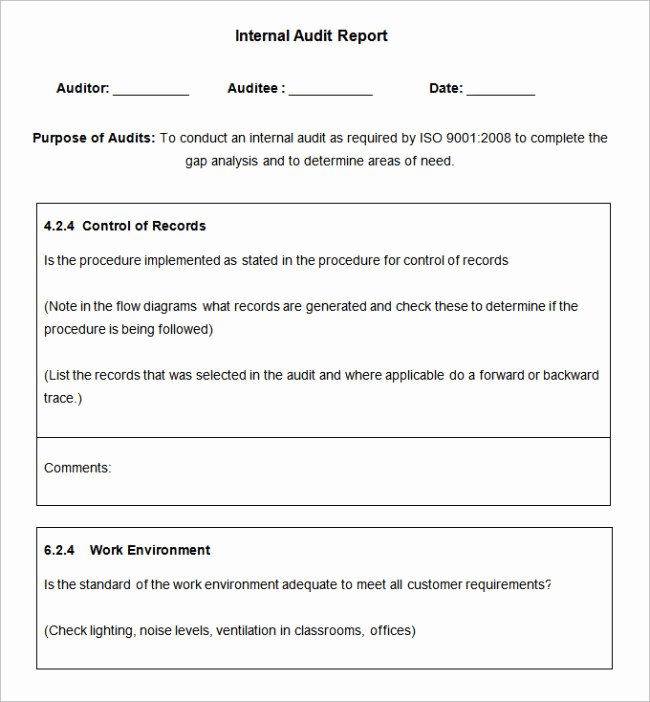 Internal Audit Report Template Fresh 37 Brilliant Audit Report format Examples Thogati