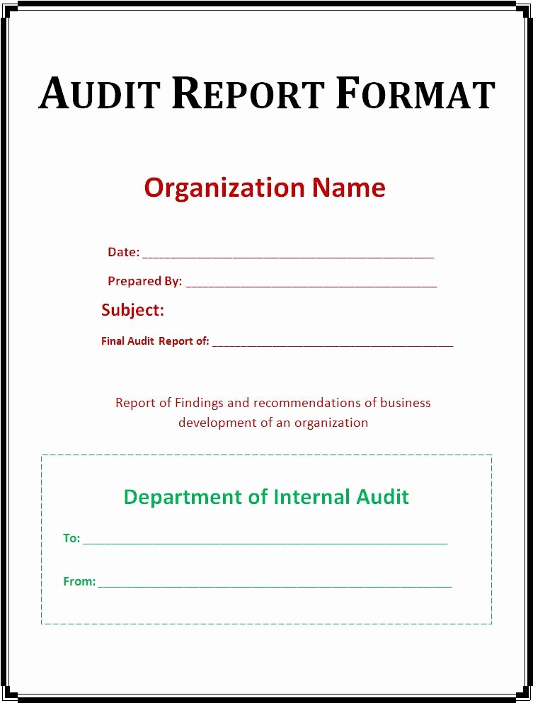 Internal Audit Report Template Inspirational Audit Report Template