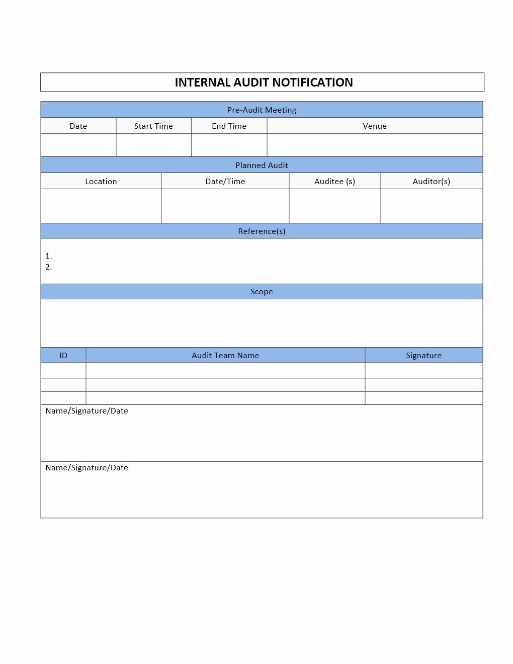 Internal Audit Report Template New Internal Audit Notification