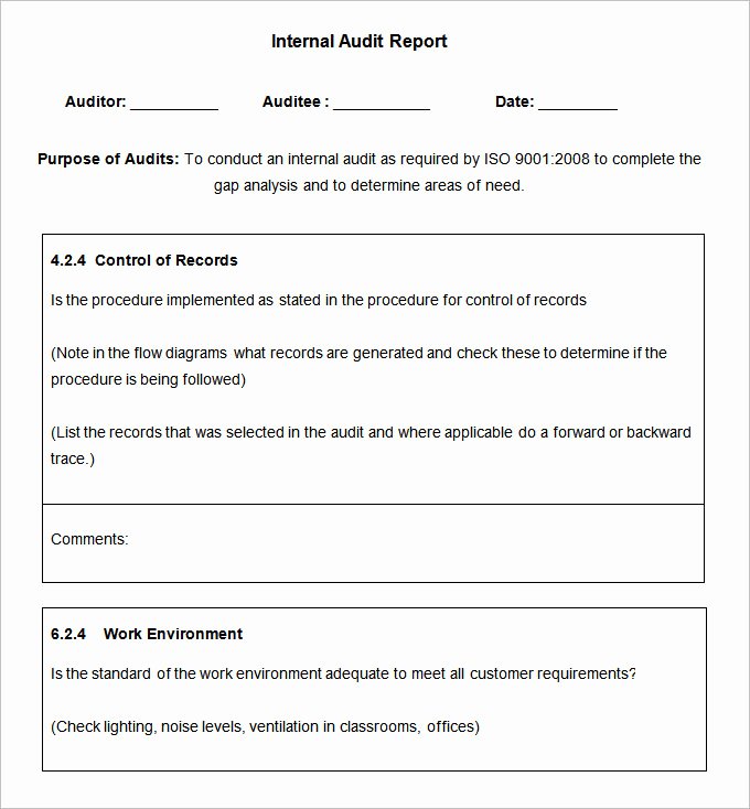 Internal Audit Report Templates Best Of 19 Internal Audit Report Templates Free Sample Example