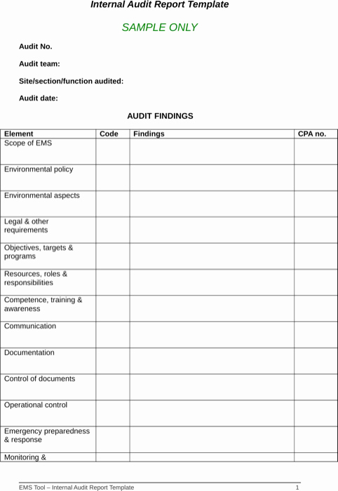 Internal Audit Report Templates Best Of Download Audit Report for Free formtemplate