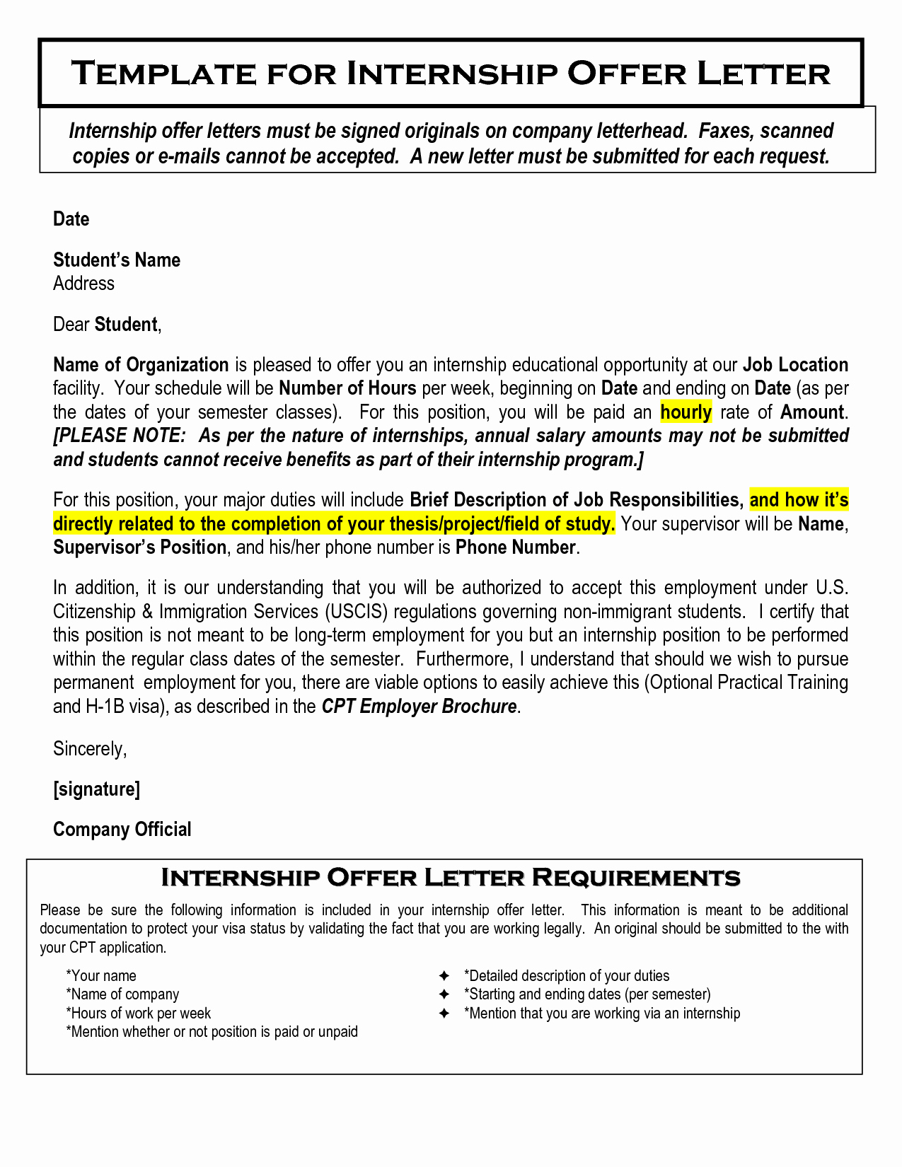 Internship Offer Letter Template Lovely Free Printable Fer Letter Template form Generic